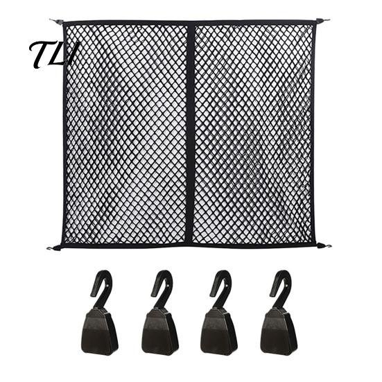 Truck Bed Storage Accessories Cargo Net, Organizer Stretchable Elastic Net Vehicle Containment with 4 Hooks for Pickup Bed, SUV Trunk