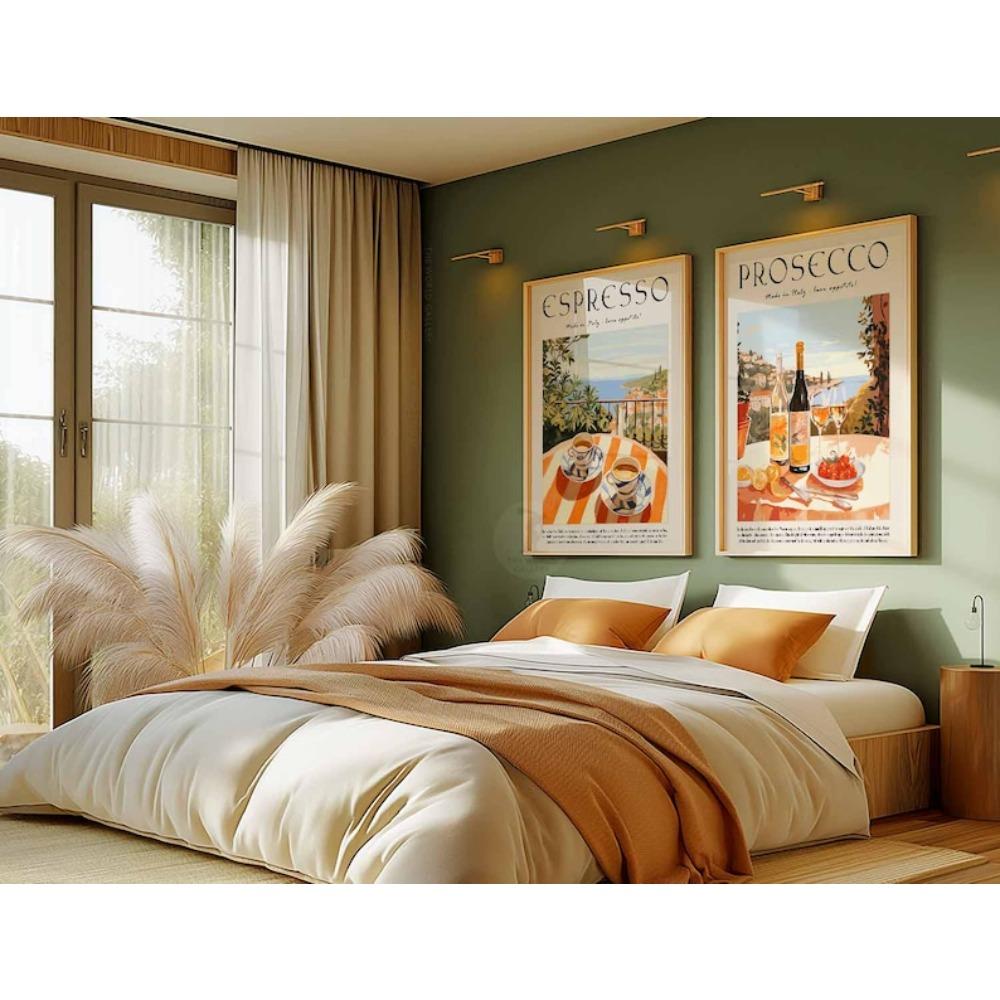 Set of 2 Espresso and Prosecco Posters, Drink Posters, Kitchen Decor, Coffee Print, Coffee Decor, Cocktail Art,Cocktail Prints