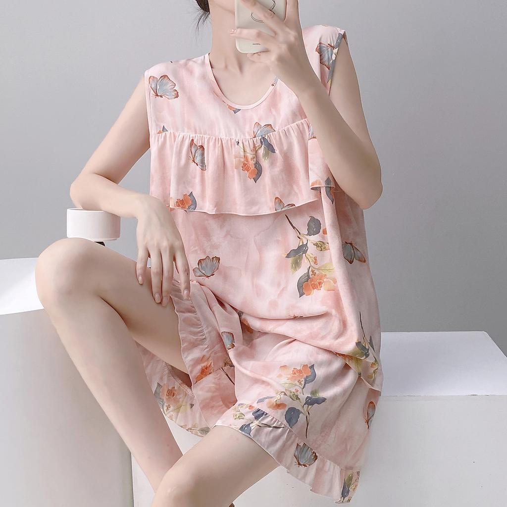 Anti-bumping pajamas women's summer ultra-thin cotton and silk summer vest shorts sleeveless set cool cotton silk loungewear
