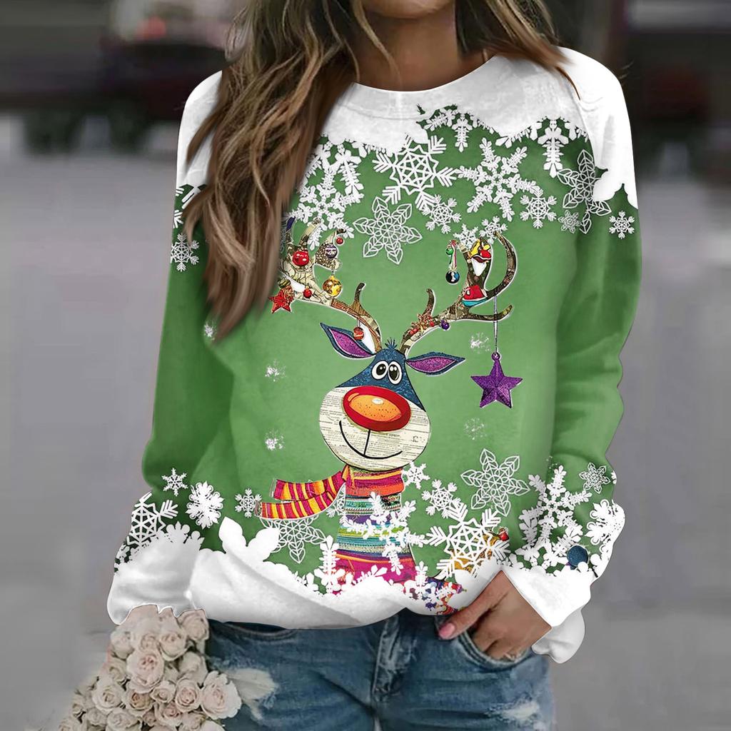 Женские топы с круглым вырезом, хлопковая женская повседневная модная пуловер с длинным рукавом и круглым вырезом с принтом, блузка