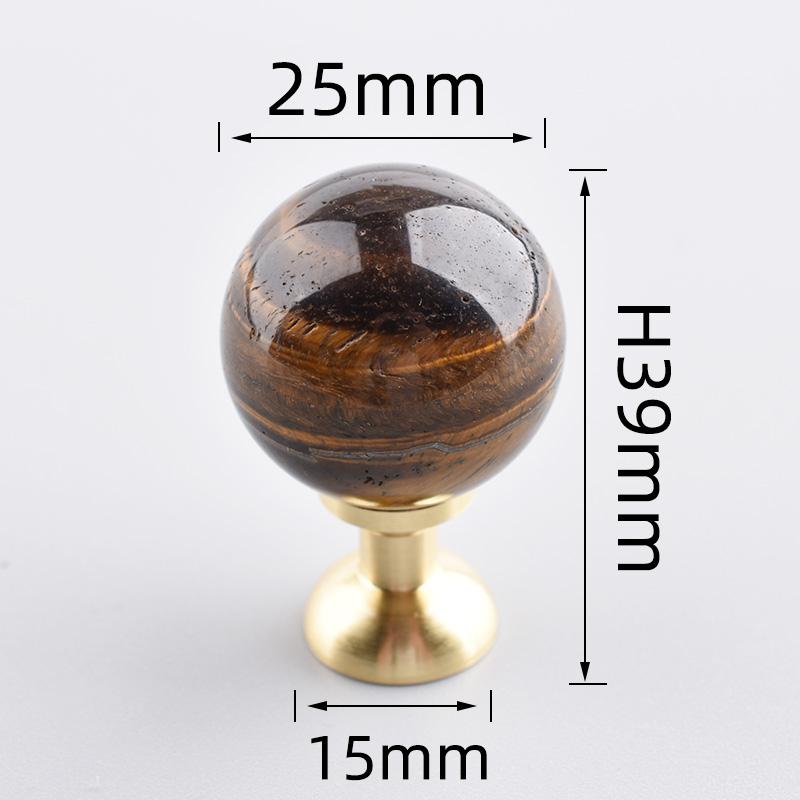 TENCHTWO 25mm Sphere Brass Furniture Drawer Knob Nature Stone Kitchen Dressing Cabinet Pulls Cabinet Wardrobe Door Handle