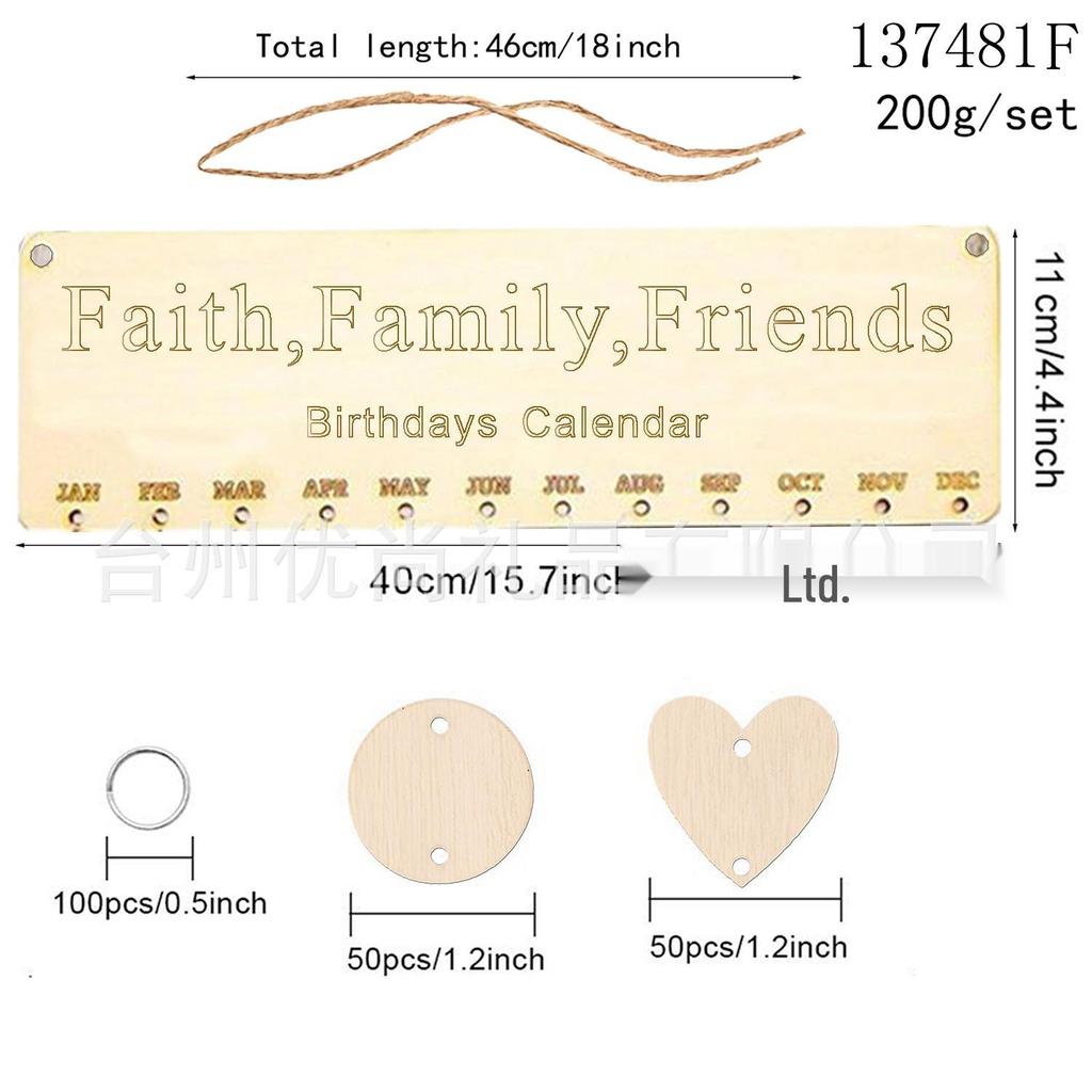 Wooden Holiday & Birthday Calendar Hanging Tags