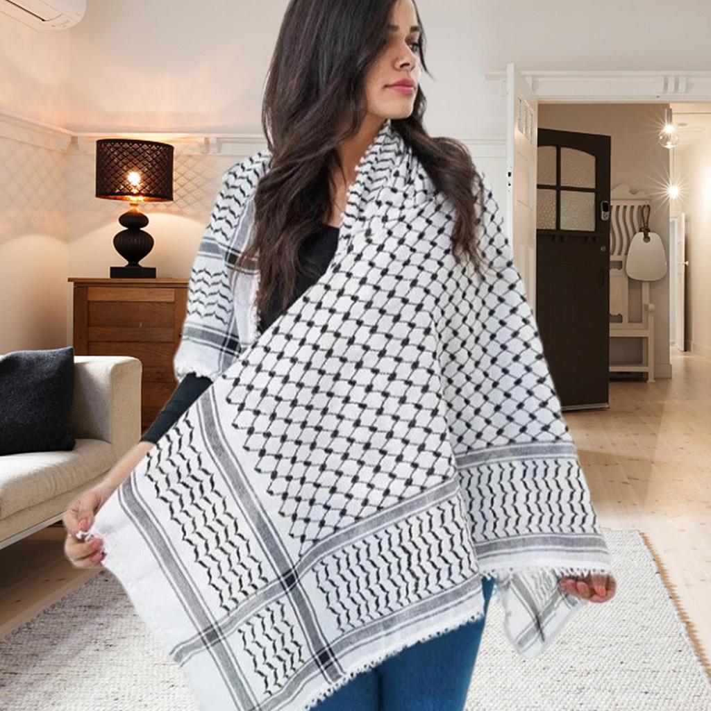 54X54 Дюйма Арабский Шарф Аутентичная Хирбави Кефия Мягкая Палестинская Шаль Арабская Кефия Бандана На Голову Шею Мужчины Женщины