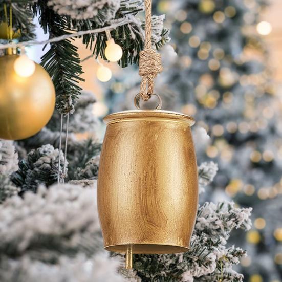 Rustic Bell Christmas Ornament Vintage Metal Decorative Bell Large Hanging Cow Bell Decoration for Mantel Table Centerpiece Winter Tree Garland Decor
