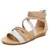 Slope Heel Sandals Women Fairy Style With Skirt One Strap Flat Roman Women's Shoes