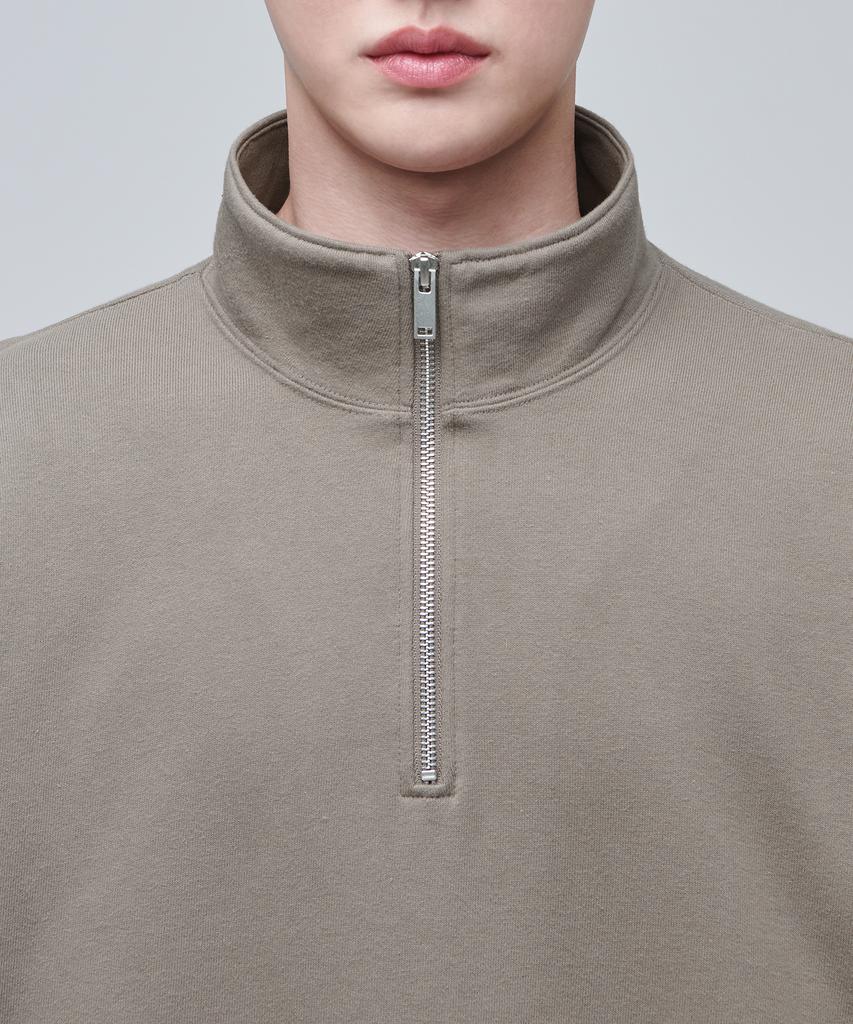 MUSINSA STANDARD Oversized Half Zip Sweatshirt [Dusty Beige]