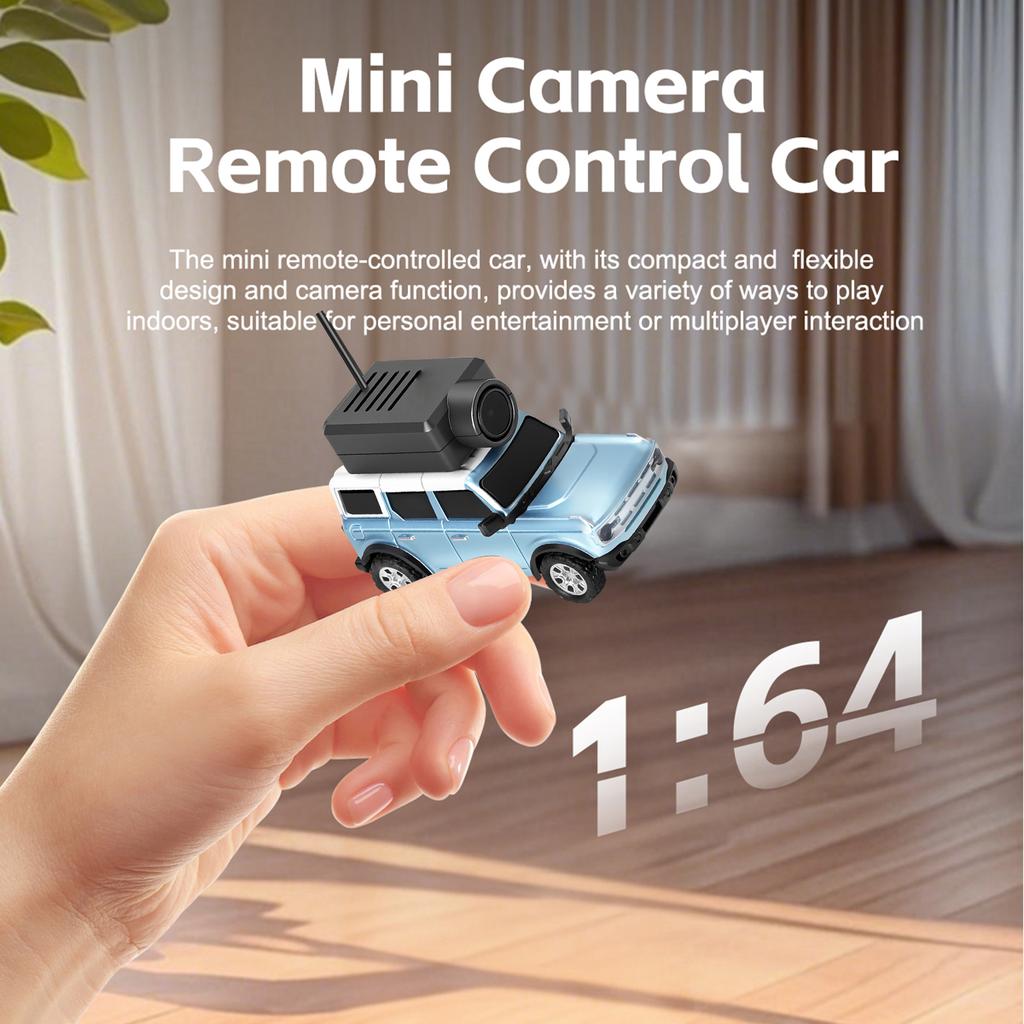 1:64 Mini RC Car, 2.4G FPV Remote Control Toy Car with HD Camera, Gyro, LED Ambient Light, APP Controlled Vehicle for