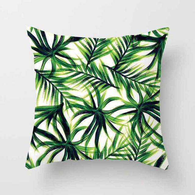 Tropical Plants Pillow Case Polyester Decorative Pillowcases Green Leaves Throw Pillow Case Kussensloop Almohada Poszewka Zt306