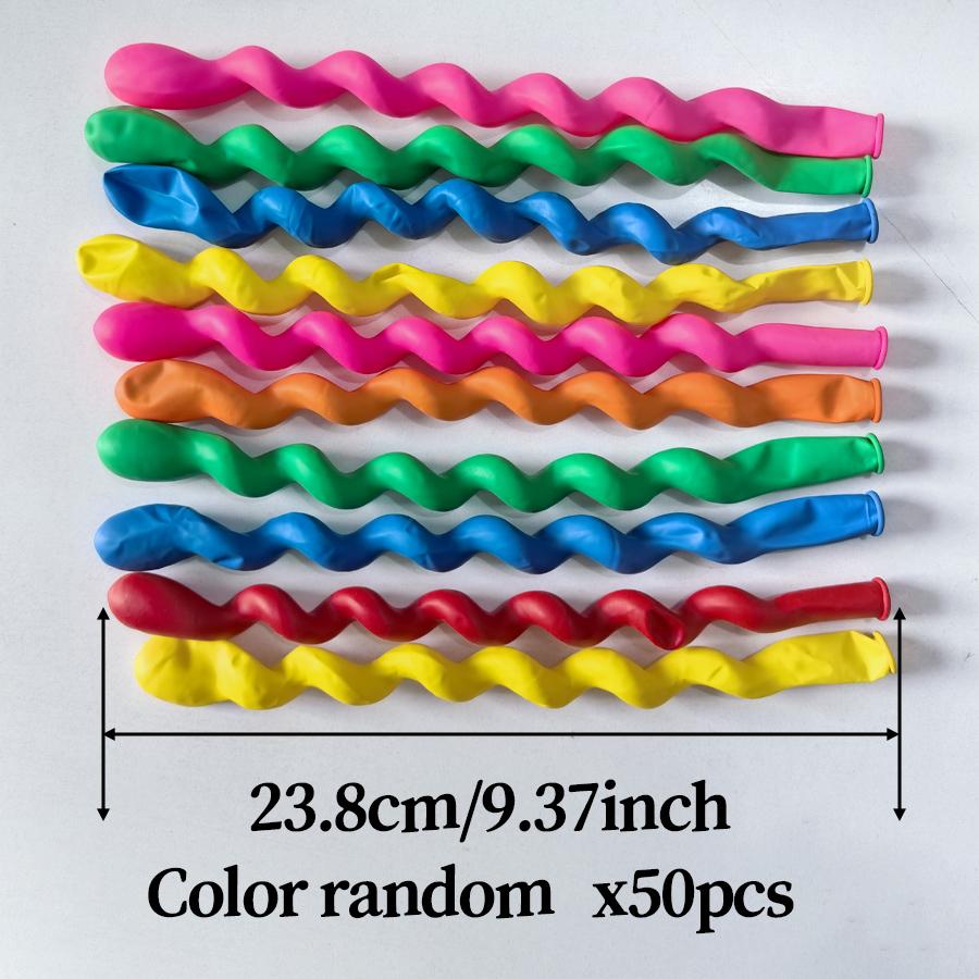 10/50 latex spiral balloons, uniquely colored twisted balloons, decorations for birthdays, weddings, holidays, and parties