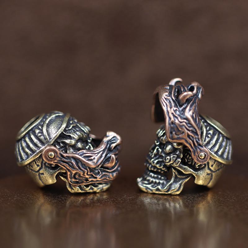 Openable Bucktooth Mask Gabala Skull Brass Knife Beads EDC Outdoor DIY Paracord Woven Lanyard Pendants Bracelets Accessories