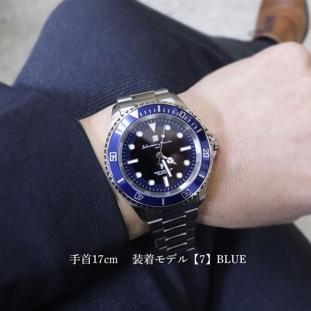 Salvatore Marra SM22110 SSBL Мужские радиоуправляемые солнечные часы, Нержавеющая сталь, Водонепроницаемость 10 АТМ