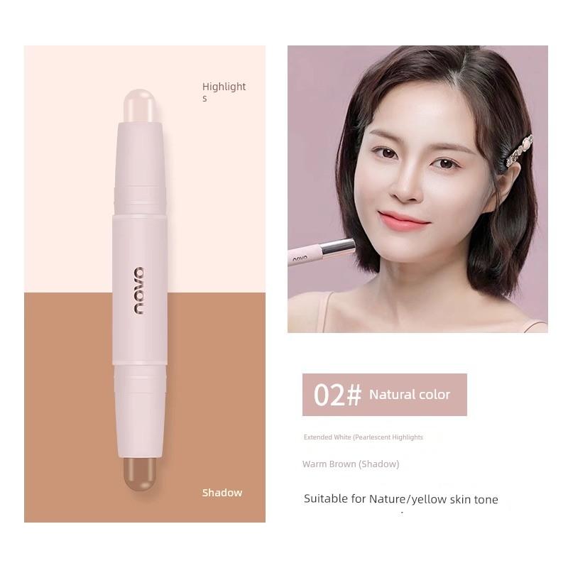 Novo Dual Head Dual-Use Contour Stick Highlight Integrated Pen Three-Dimensional Modified Shadow Nose Shadow Matte Face Brightening Crouching Silkworm