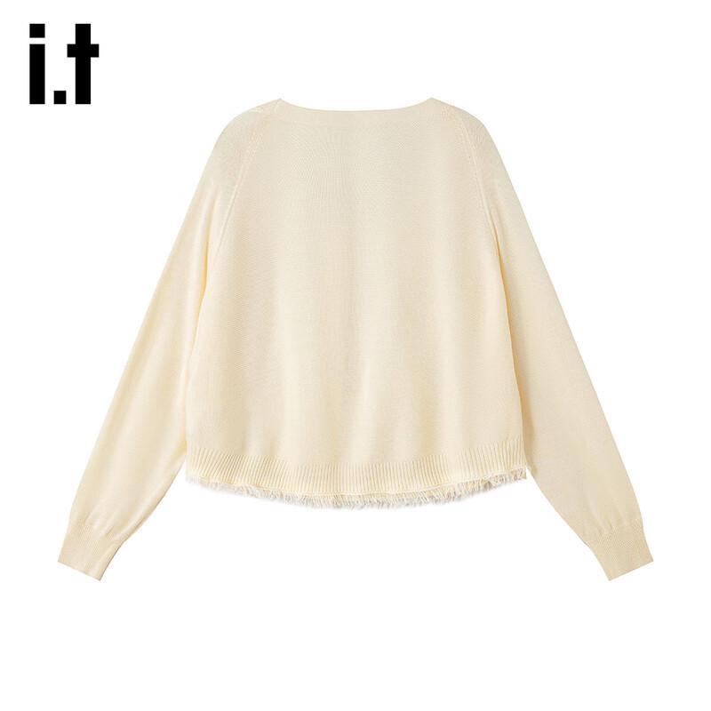 Izzue Women's V-Neck Fringe Knit Sweater