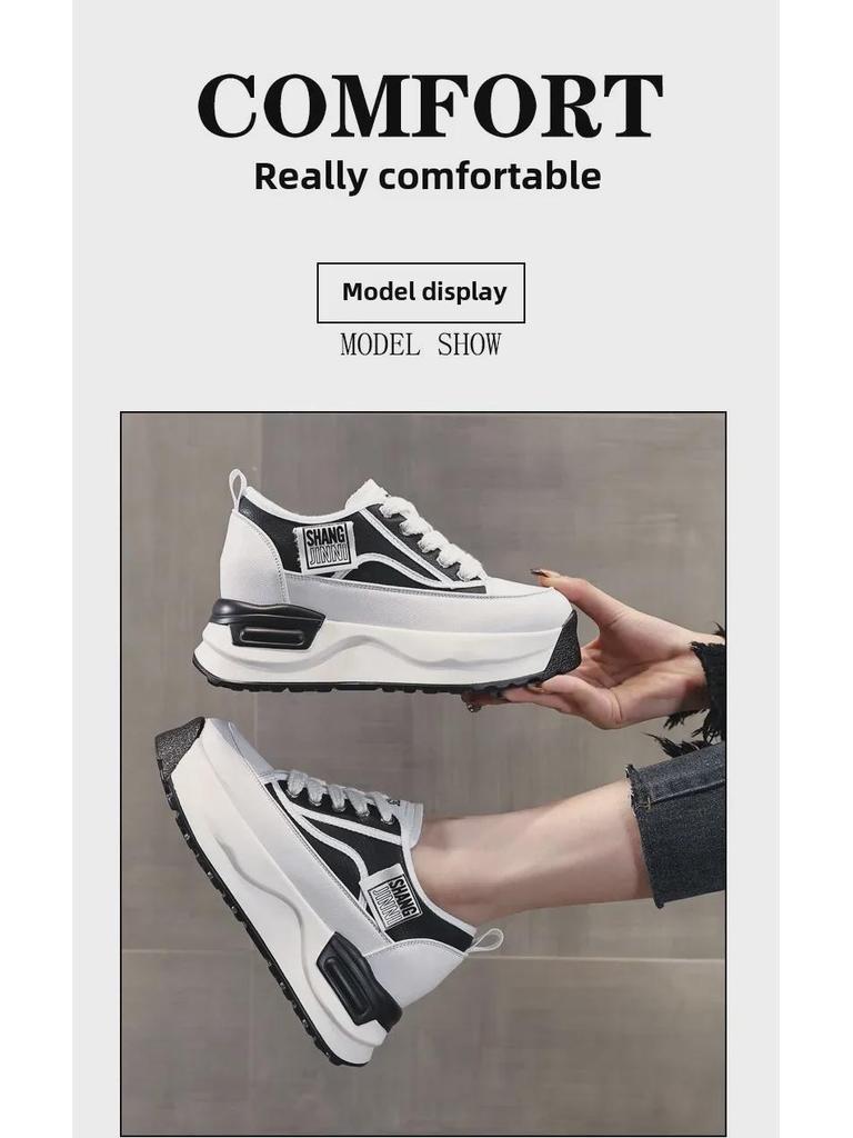 SJN882-1 Women's 2024 Spring Trendy Thick-Soled Breathable Casual White Shoes