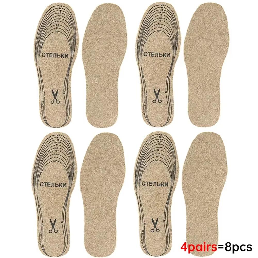 1/2/4 Pairs Soft Plush Wool Felt Insoles Heat Pad Winter Warm Shoes Cushion  Keep Foot Warm