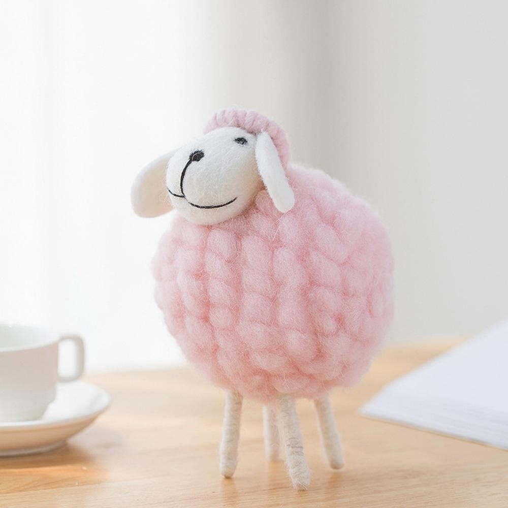Xmas Christmas Holiday Home Decoration Statue Miniature Felt Sheep Figurines Party Supplies