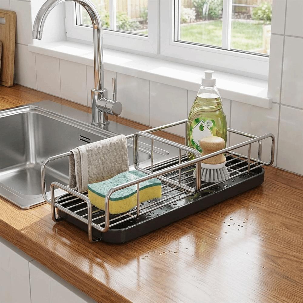 Detachable Drip Tray Dishcloth Drying Rack Rustproof Metal Kitchen Organizer Household Kitchen