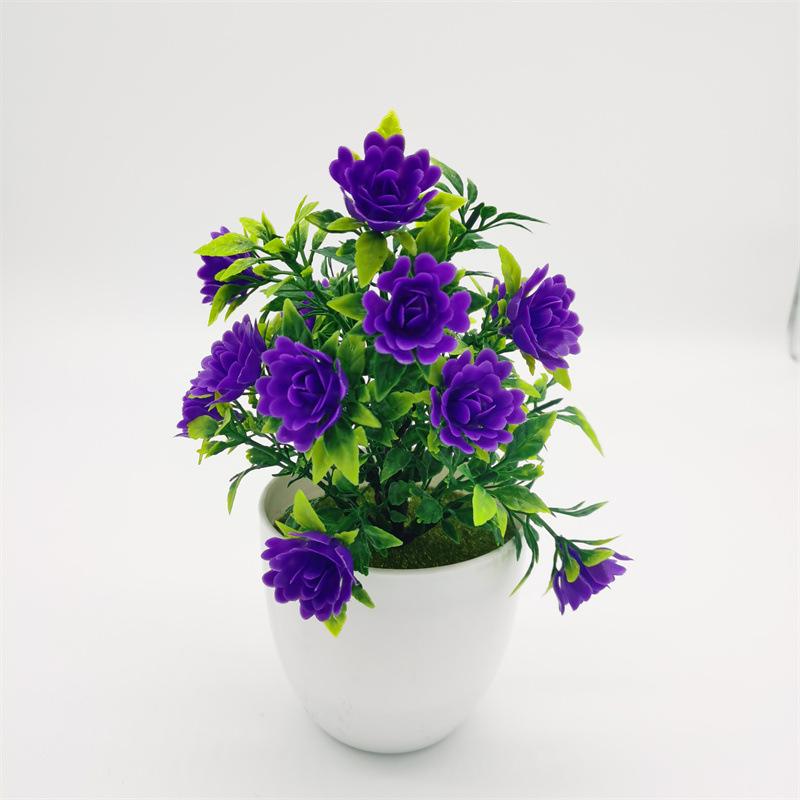 Искусственные зеленые растения: Маленький горшечный бонсай роза для домашнего декора