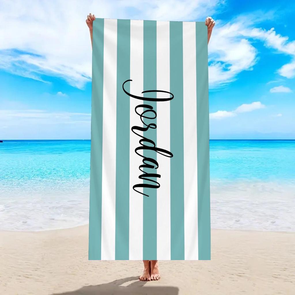 Ultra-Absorbent Striped Beach & Bath Towel - Thick, Soft, Microfiber