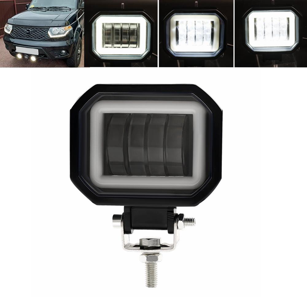 Светодиодная противотуманная фара для вождения, дневной свет, внедорожный светодиодный свет, фара 3'' 40 Вт, мотоциклетные фары с гало-эффектом для Jeep ATV 12 В 24 В, внедорожник, рабочий свет, пучки