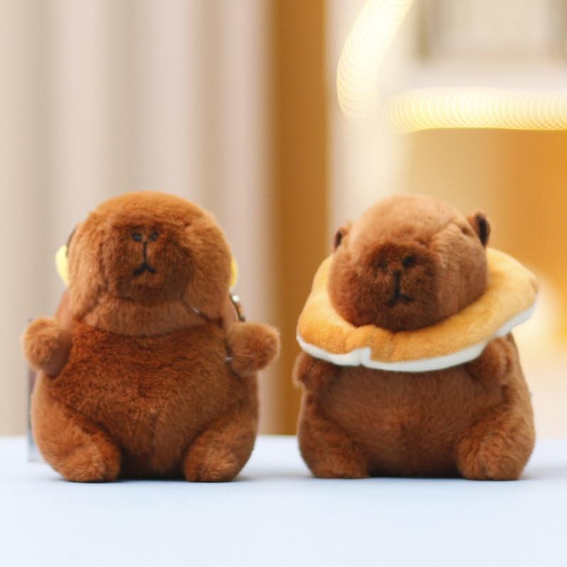 Hamburger Toast Capybara Keychain Cute Cartoon Girl Backpack Hanging Doll Plush