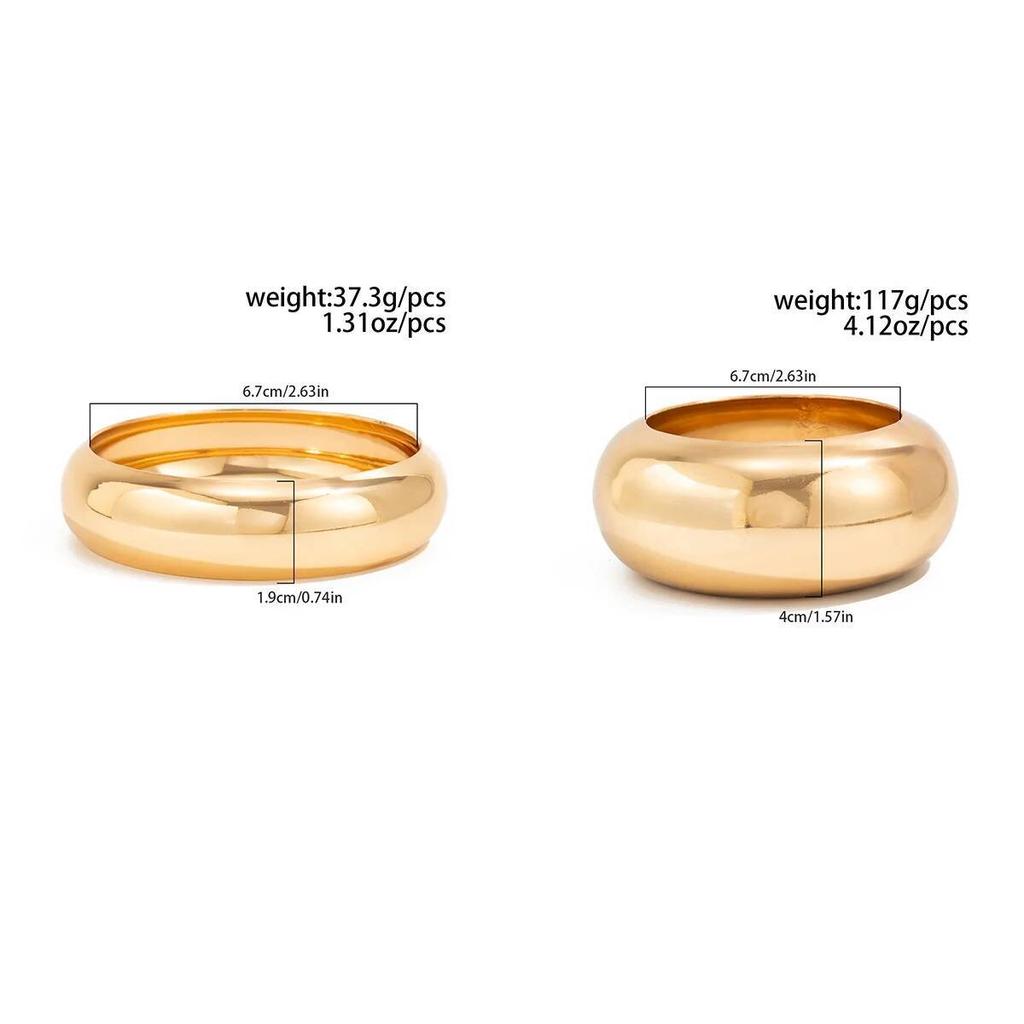 SHIXIN Exaggerated Metal Big Round Wide Bracelets for Women Hiphop Glossy Geometric Stackable Bangle Bracelet Party Jewelry New