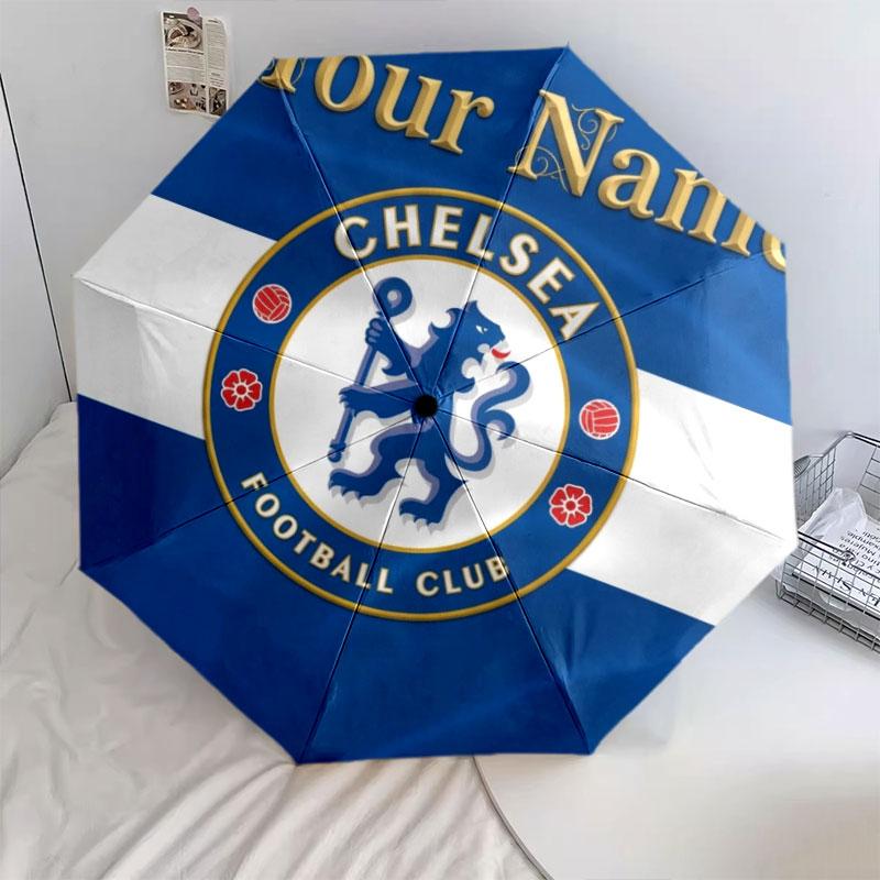 1 шт. Автоматический складной зонт - Chelsea F Индивидуальный узор с именем, Портативный и складной дизайн с 8 спицами, Рождественские и Новогодние подарки