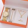 5Pcs/Set Steel Belt Women'S Watch, Fake Three-Eye Women'S Casual Quartz Watch Set (Orange Box)