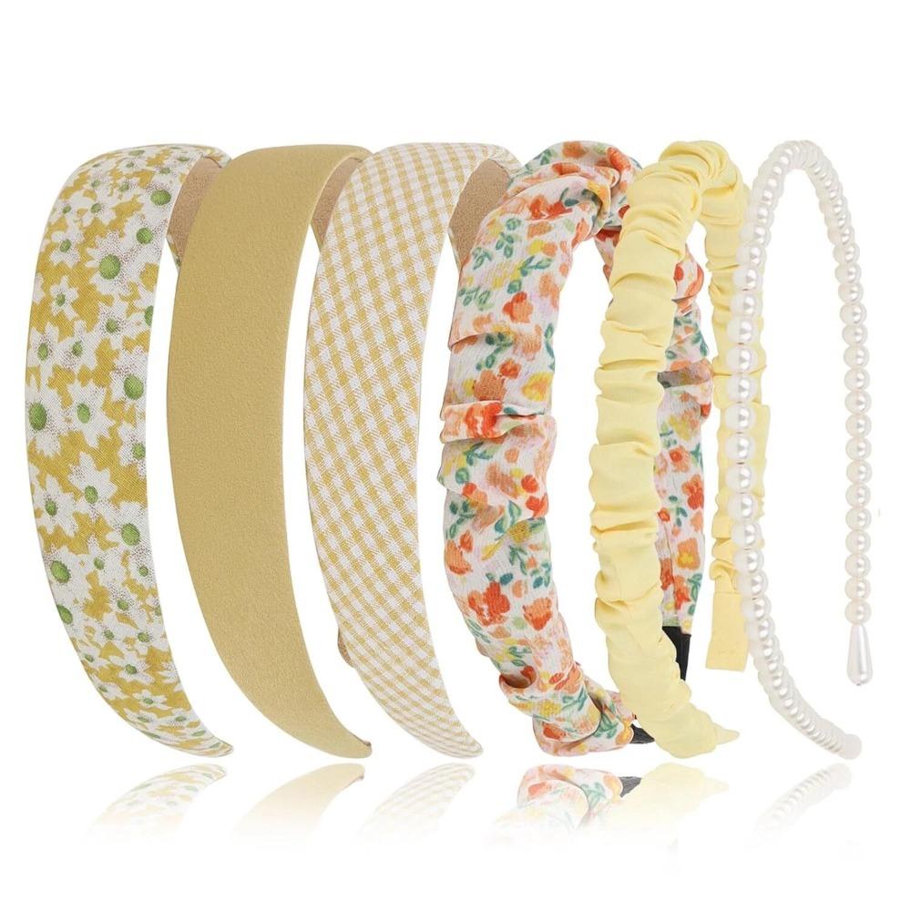 5/7Pcs Anti-slip Floral Plaid Hairband Sweet Cute Ladies Hair Accessories Use for Face Washing