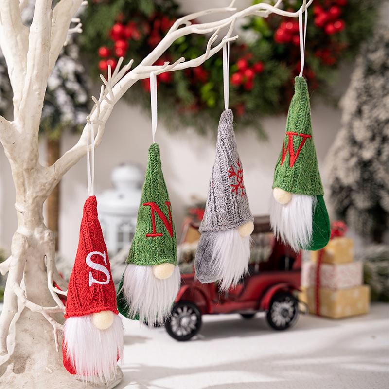 1PC Plush Dwarf Hanging Pendants Letter Embroidered Knitted Hat Faceless Doll Pendants