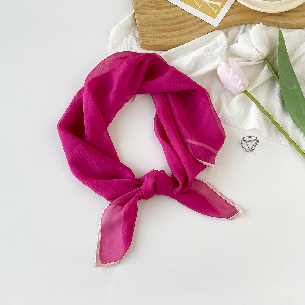 Fashionable New Versatile Headscarf Large Square Scarf Solid Color Scarf Women'S Simulated Silk Satin Scarf