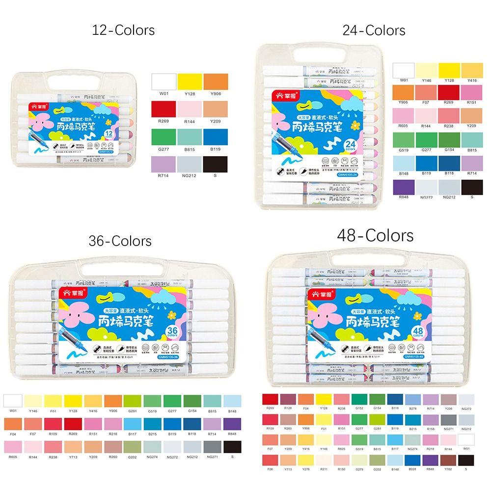 Soft Tip Colour Pen 12/24/36/48-Colors Art Watercolor Pen High-quality Acrylic Marker Painting