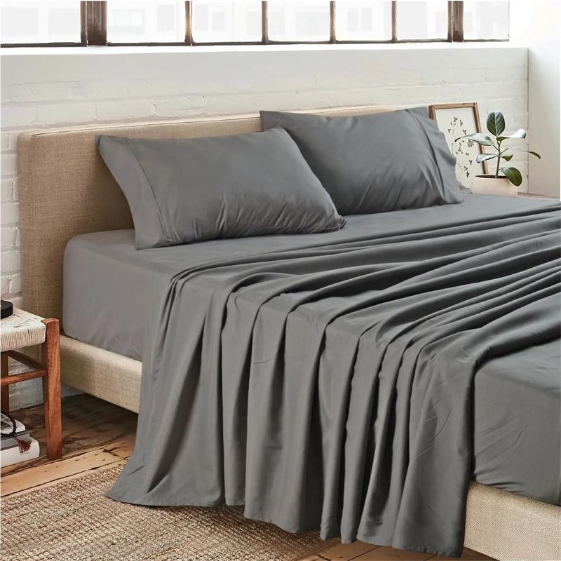 Extra Deep Pocket King Size Sheets Sets Fits Mattress Cover Split Head Flex King Sheet Set Bed Sheets Double Brushed Easy Fit 4 Piece Set FlexTop
