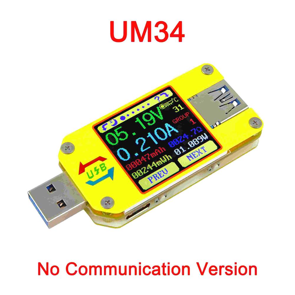 Тестер USB серии UM с цветным дисплеем, микровольтметр, детектор тока, вольтметр, измерение заряда аккумулятора