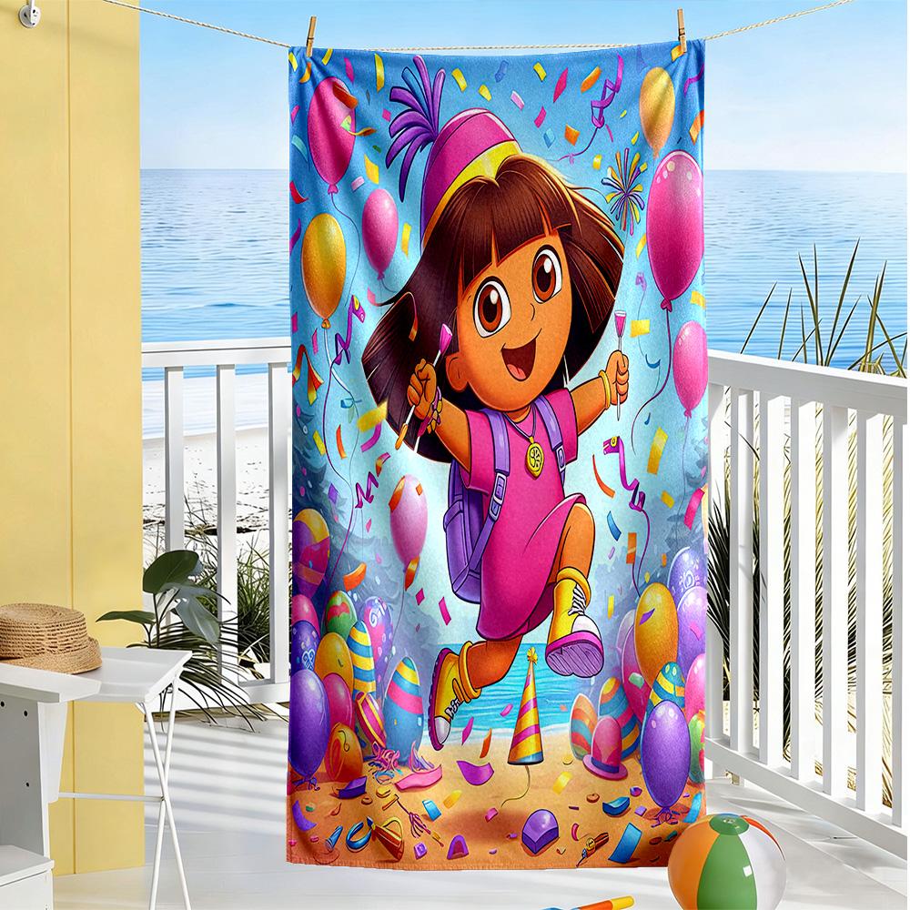 Dora Explorer Beach Towel Soft Durable Quick-Dry Comfortable Lightweight Suitable for Sports, Travel, Swimming, Yoga, Bathroom, Beach, And Pool