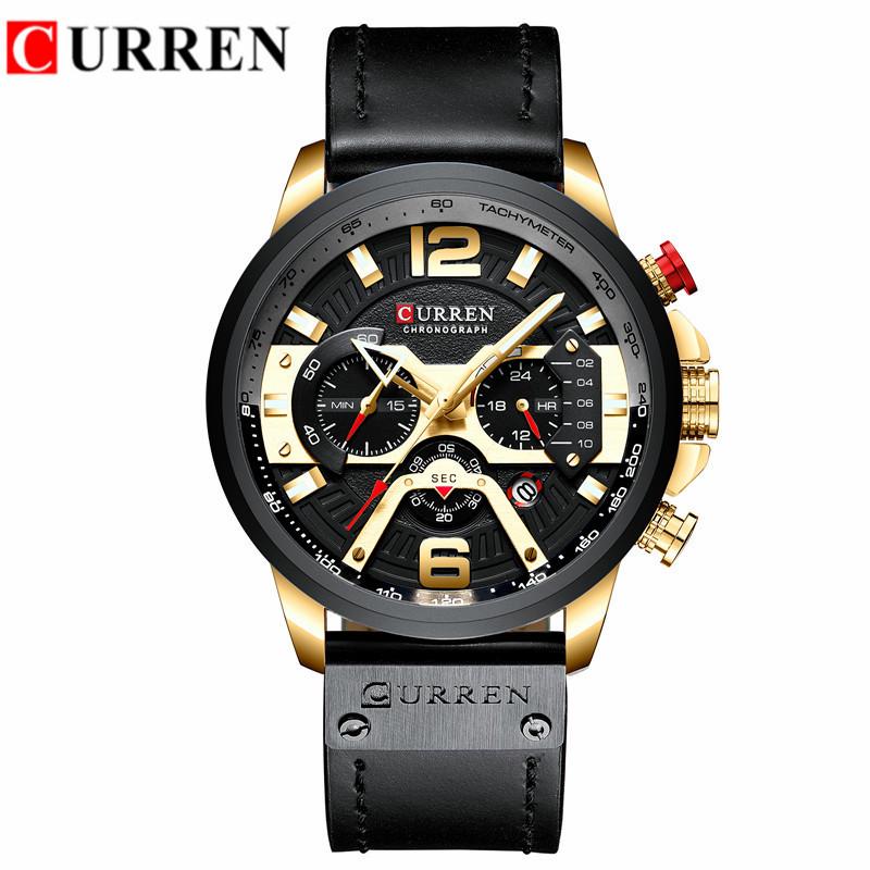 CURREN 8329 Модные мужские водонепроницаемые многофункциональные часы-хронограф с шестью стрелками и большим циферблатом