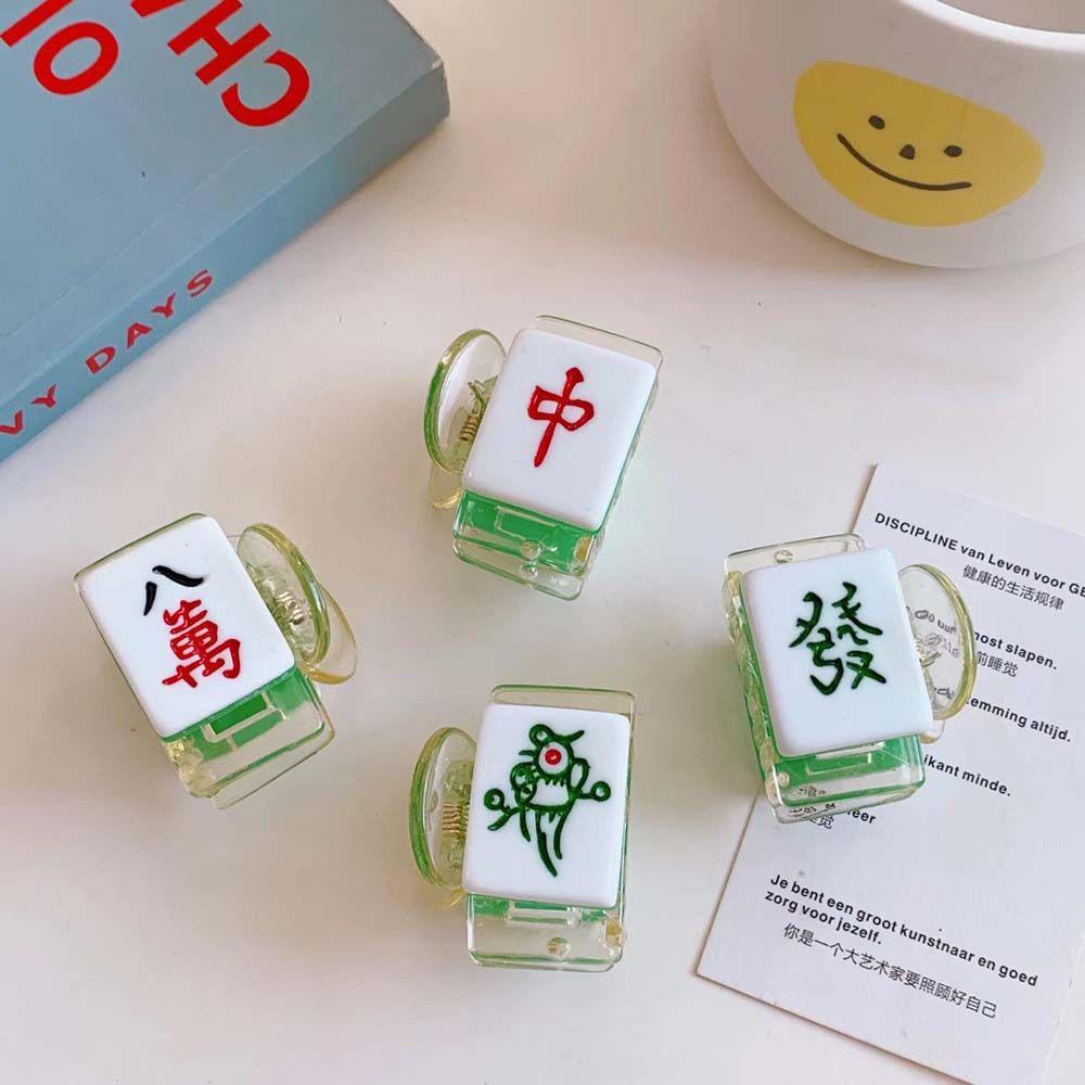 Clip Hair Accessories Girls Resin Chinese Style Barrette Women Hairpin Mahjong Hair Claw Shark Clip
