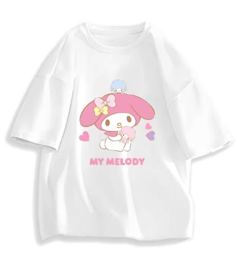 2026 Новая Мода Круглый Вырез Короткий Рукав Футболка Весна Лето Sanrio My Melody Женская Футболка Унисекс Модный Милый Топ Одежда