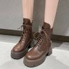 2024 Модная обувь для женщин Женские ботинки с перекрестными шнурками Горячая распродажа Повседневные ботинки с боковой молнией Женские новые сапоги до середины икры с круглым носком Zapatos