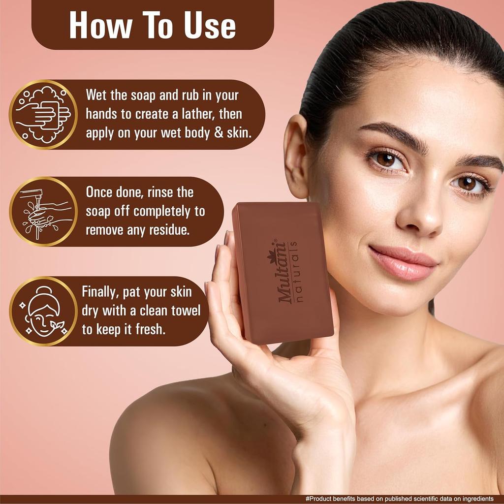 Мыло Multani Naturals с койевой кислотой, куркумой и сандалом для ванны, 125 г, упаковка из 3 шт., питательное, для ежедневного использования, для всех типов кожи