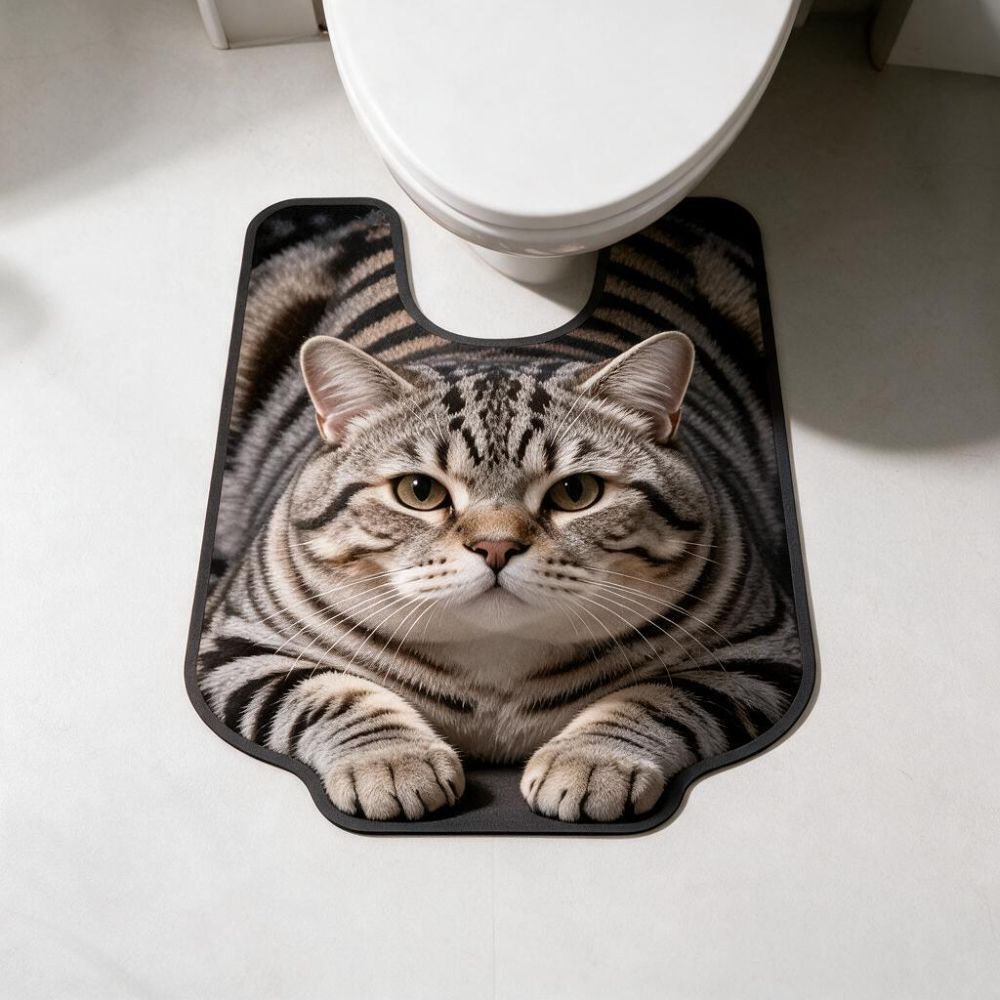 Diatomaceous Toilet Foot Pad 3D View Effect Bathroom Floor Mat Tiger Cat Toilet Base Pad Hotel