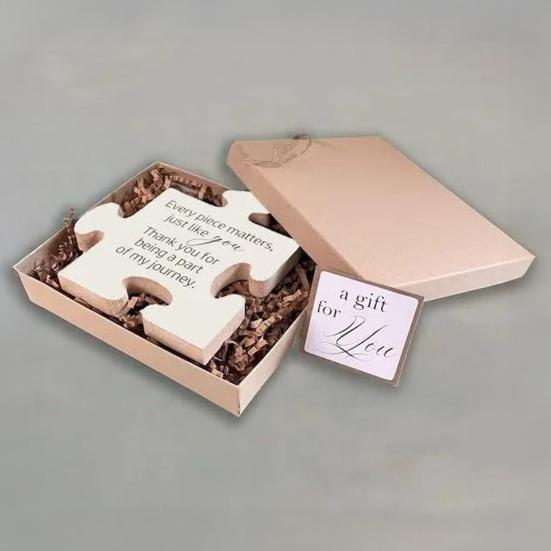 Wooden Puzzle Decoration Desktop Puzzle Shaped Ornament Keepsake Farewell Appreciation Gift for Colleagues Friends