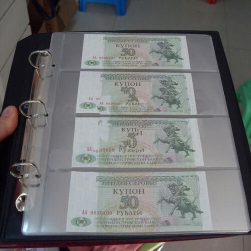 10pcs Paper Money Page Protector Banknotes Currency Album Sleeves PVC Transparent Bill Note Collection Leaf Stamps