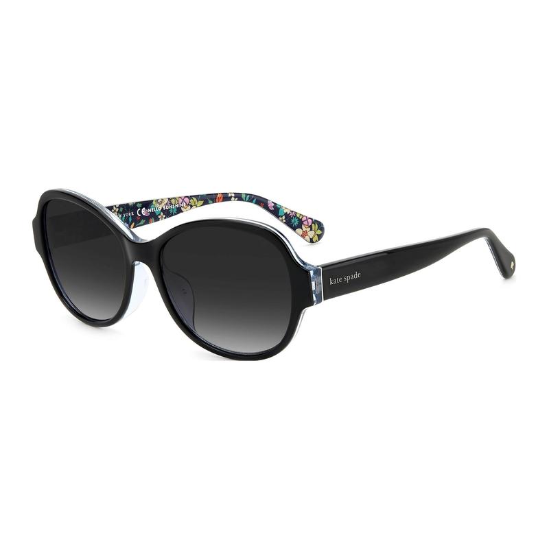 Kate Spade Temple Letter Logo Oval Sunglasses Women's Black addilynnfs807