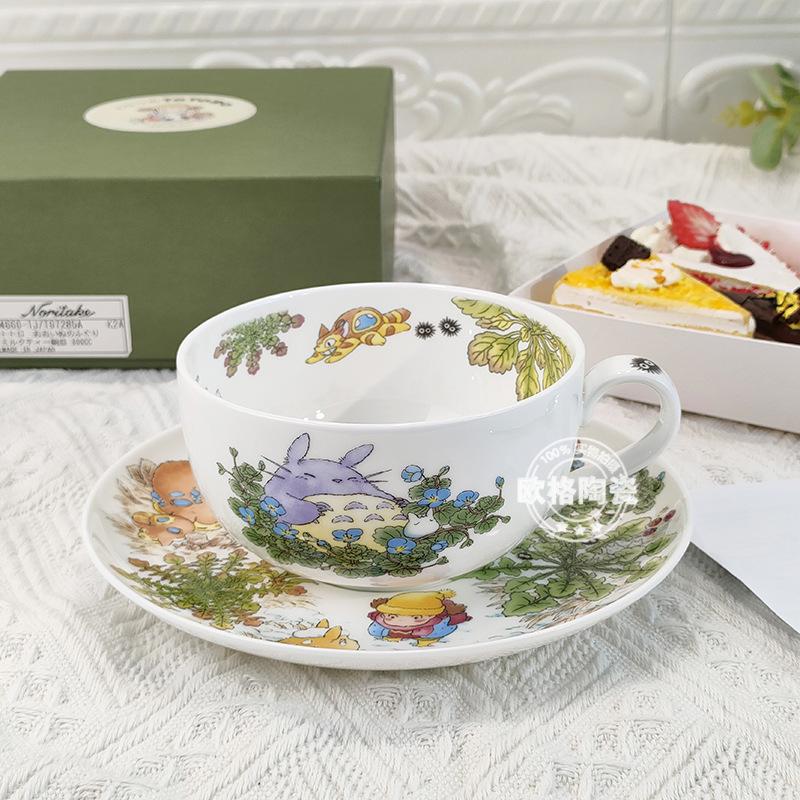 Кофейные чашки и блюдца из костяного фарфора серии «Мой сосед Тоторо» в японском стиле, январь-декабрь