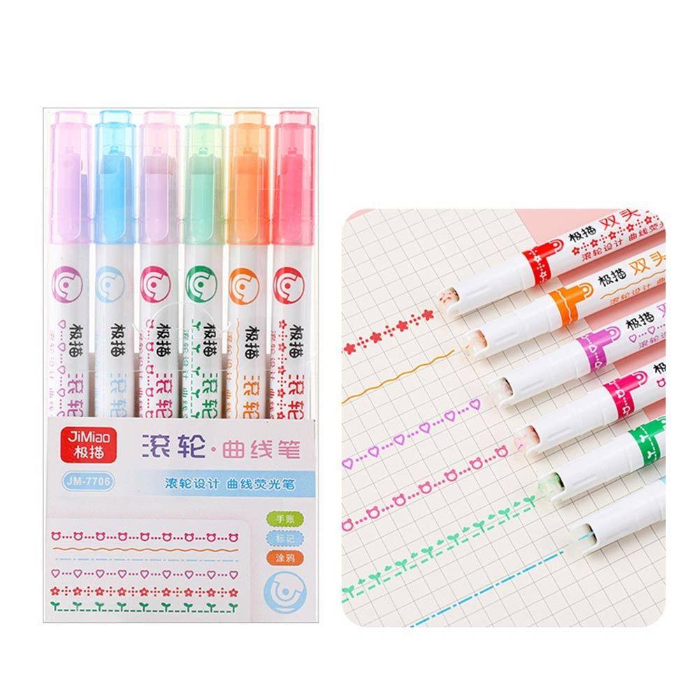 Curve Line Double Head Marker Multiple Shapes Markers Pen Curve Highlighter Pen Integrated
