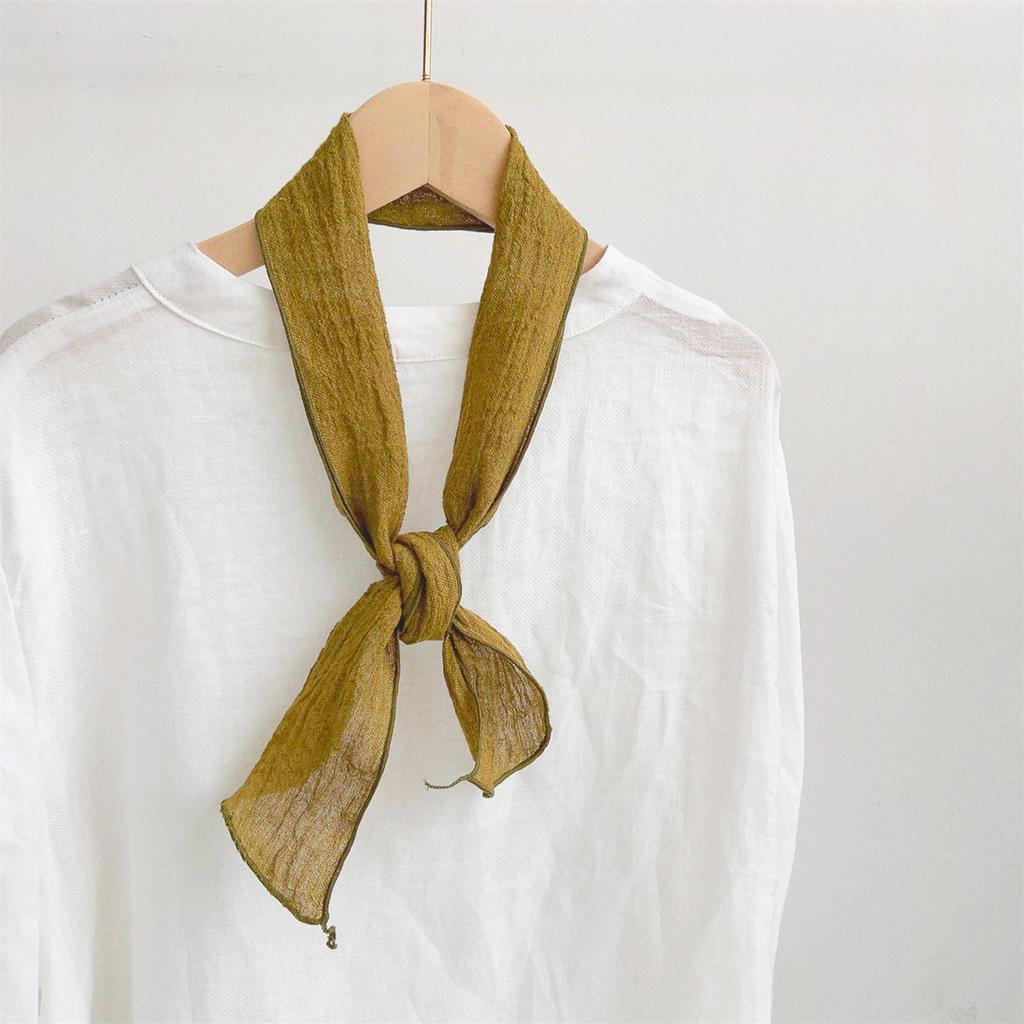 Spring and Summer Thin Linen Scarf Slender Narrow Long Breathable Neck Protection Scarf for Women Versatile Extended Scarf Accessories