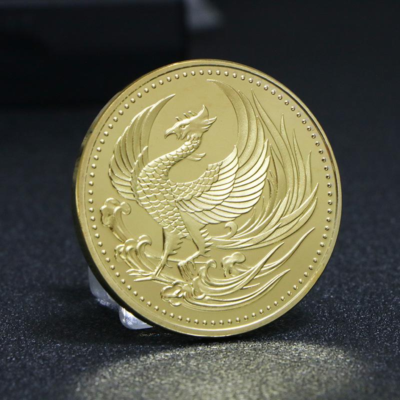 Памятная монета Японский Феникс Возрождение, Позолоченная и посеребренная.