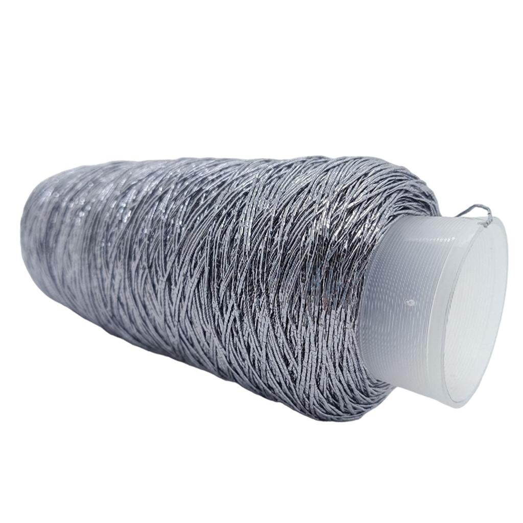 200g/Roll Metallic Crochet Thread Sparkling Silver Polyester Yarn for Knitting Weaving Making Bag Keychain Charm