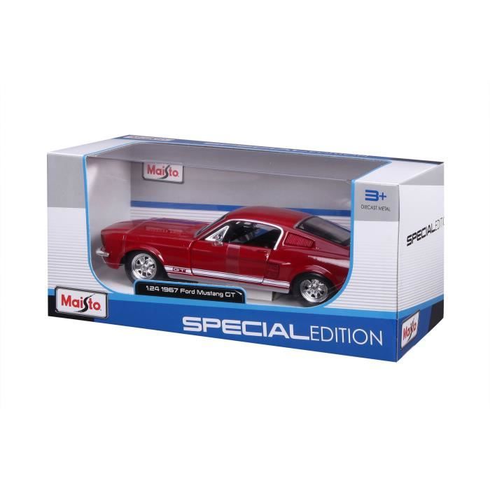 Voiture Ford Mustang GT 1967 en métal à l'échelle 1/24ème de la marque Maisto - Rouge